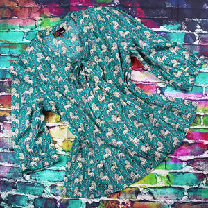 EUC Yumi Kim Lion Print Bow Blouse